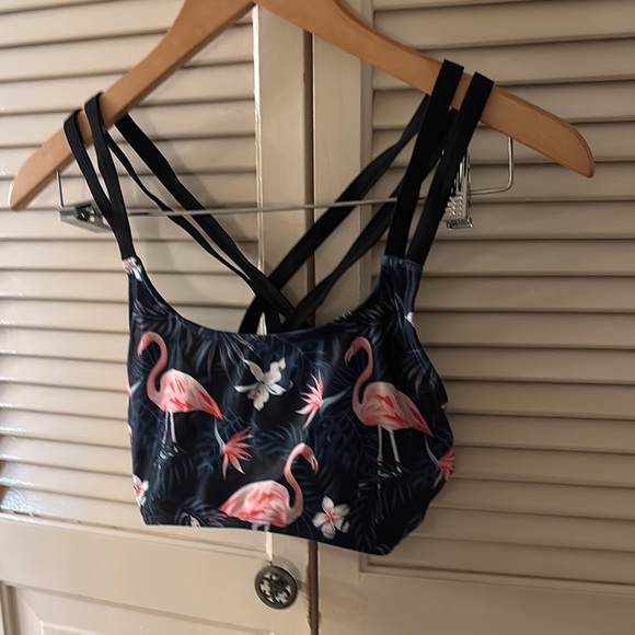 Flamingo Print Women's Swim Top - Picture 1 of 4
